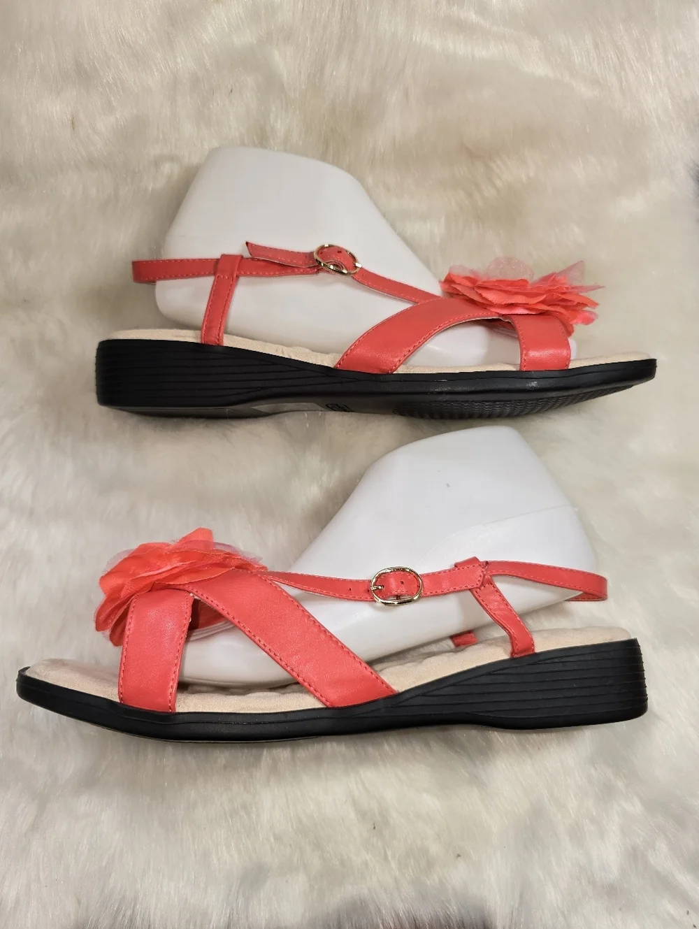 Comfortview Eve Womens Coral Flower Slingback Sandals - Picture 5 of 11